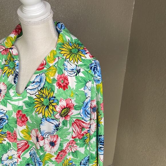 Vintage 60s Peggy Lou Large Print Floral Flutter Sleeve Blouse Top - Picture 5 of 14